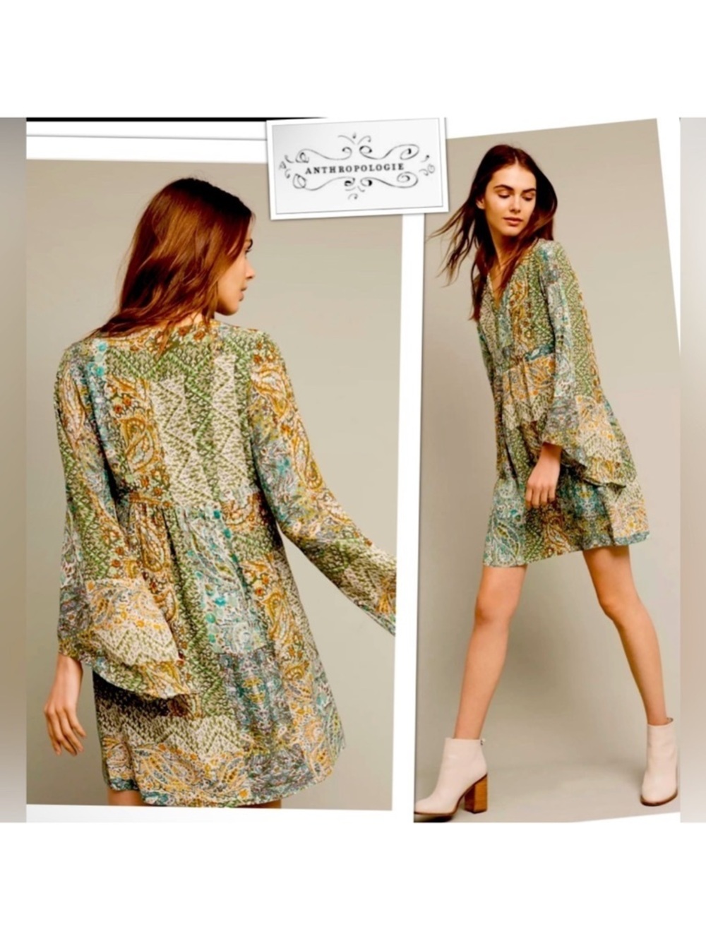 Anthropologie Floreat Amelia Silk Kimono Sleeve Dress Size 0